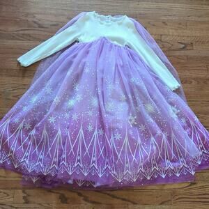 Petite Hailey Snow princess long sleeve dress pink/purple & attached cape size 8